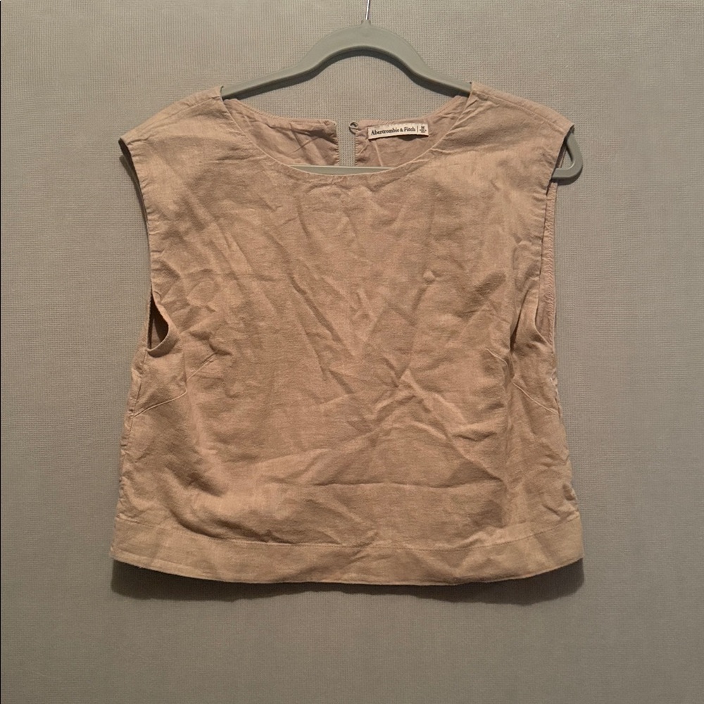 Abercrombie & Fitch Linen Blend Shell Top Brown Size Medium - Picture 2 of 4
